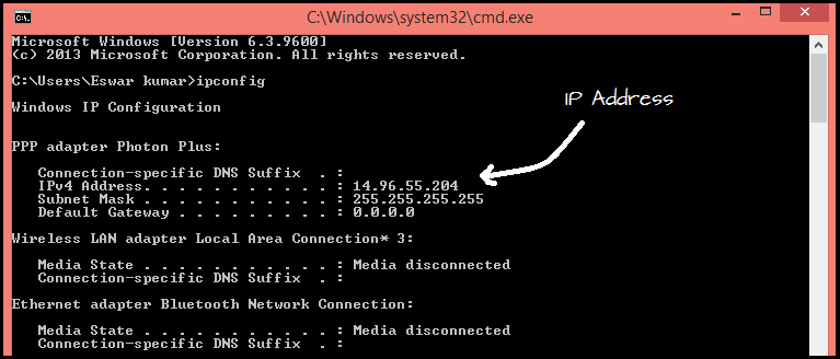 How To Find Out The Private IP Address Of Windows Using The Command line :